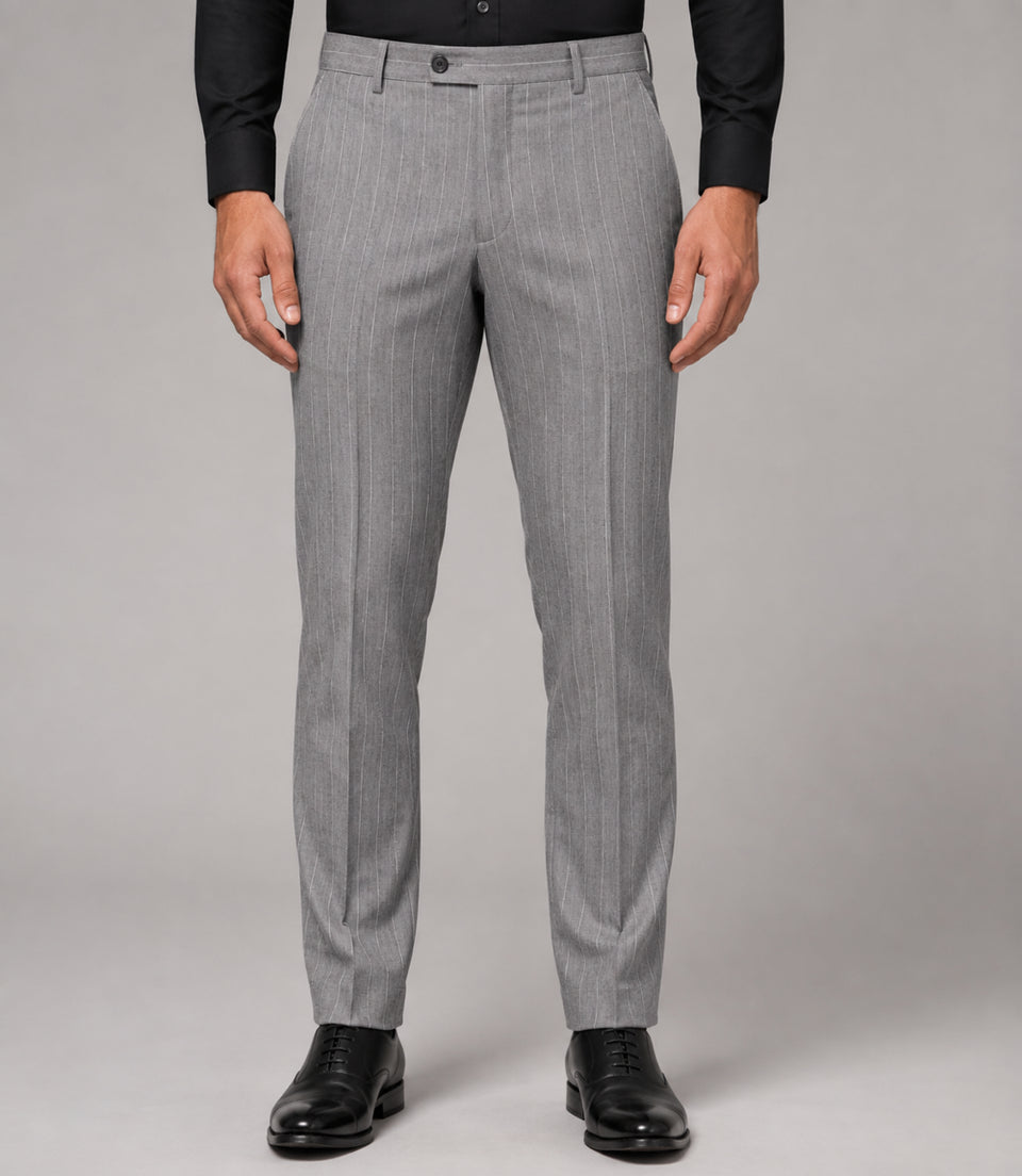 Men's Gray Pinstripe Double Breasted 2 Piece Suit Pant - Suit Heritage