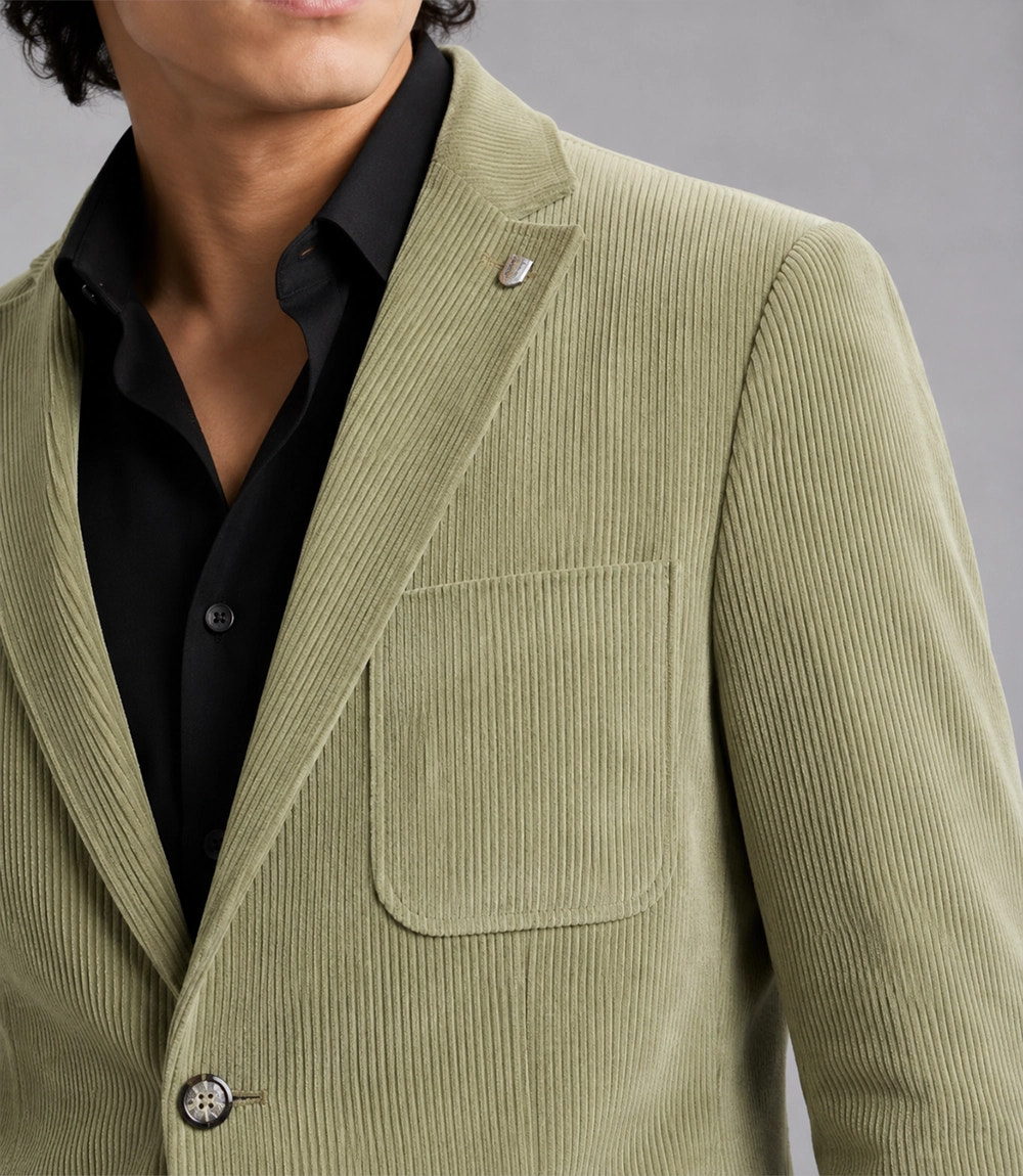 Men's Green Corduroy 2 Piece Suit Closeup - Suit Heritage