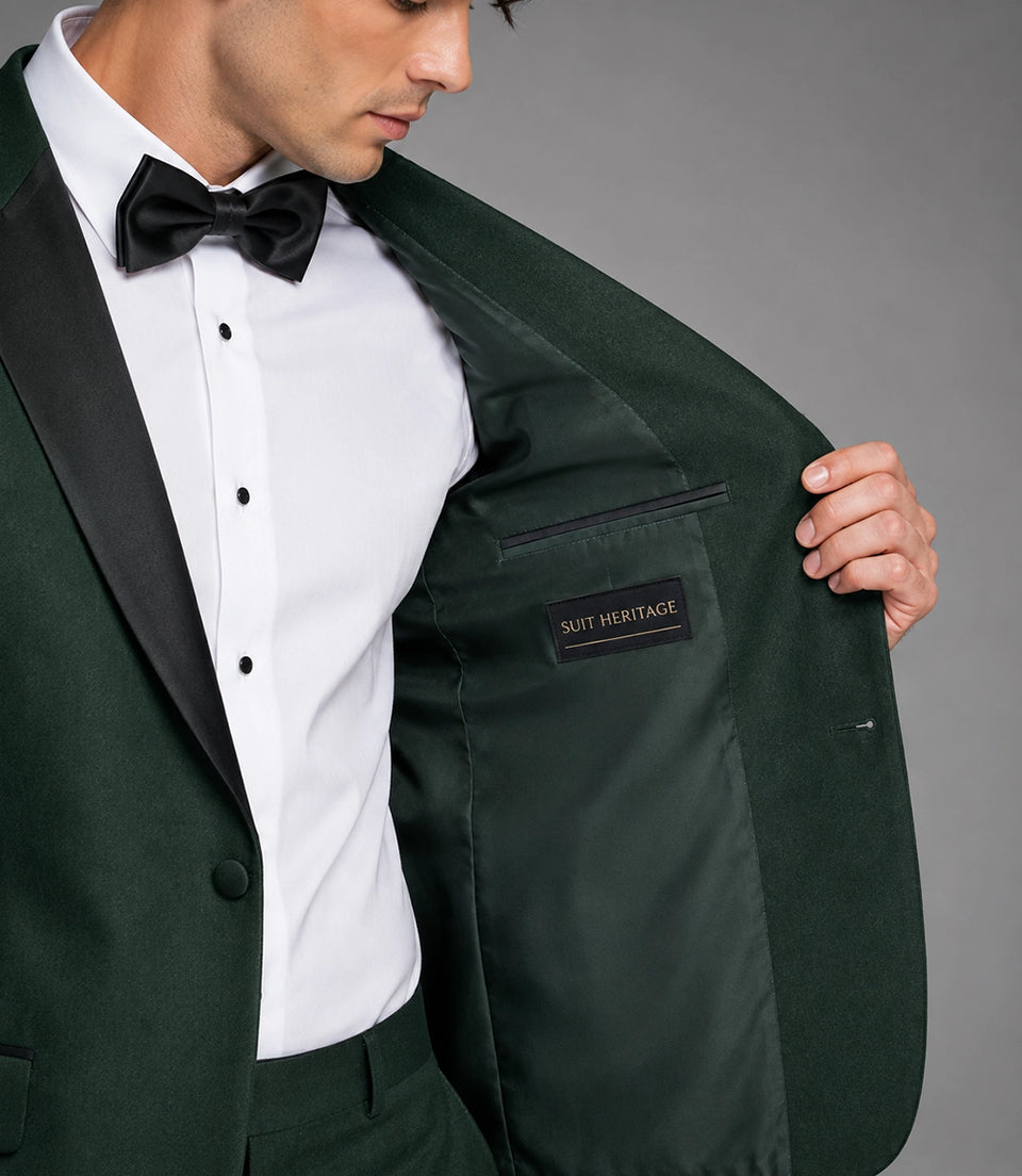 Men's Green Groomsmen 2 Piece Suit Inner  -  Suit Heritage