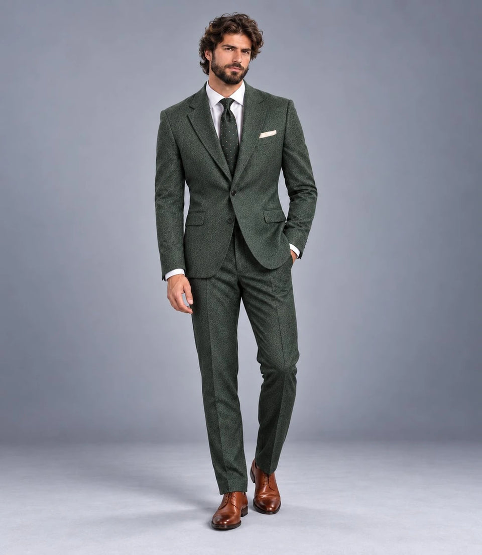 Men's Green Herringbone Tweed Suit -  Suit Heritage