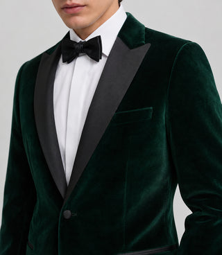 Men's Green Velvet Tuxedo Closeup - Suit Heritage