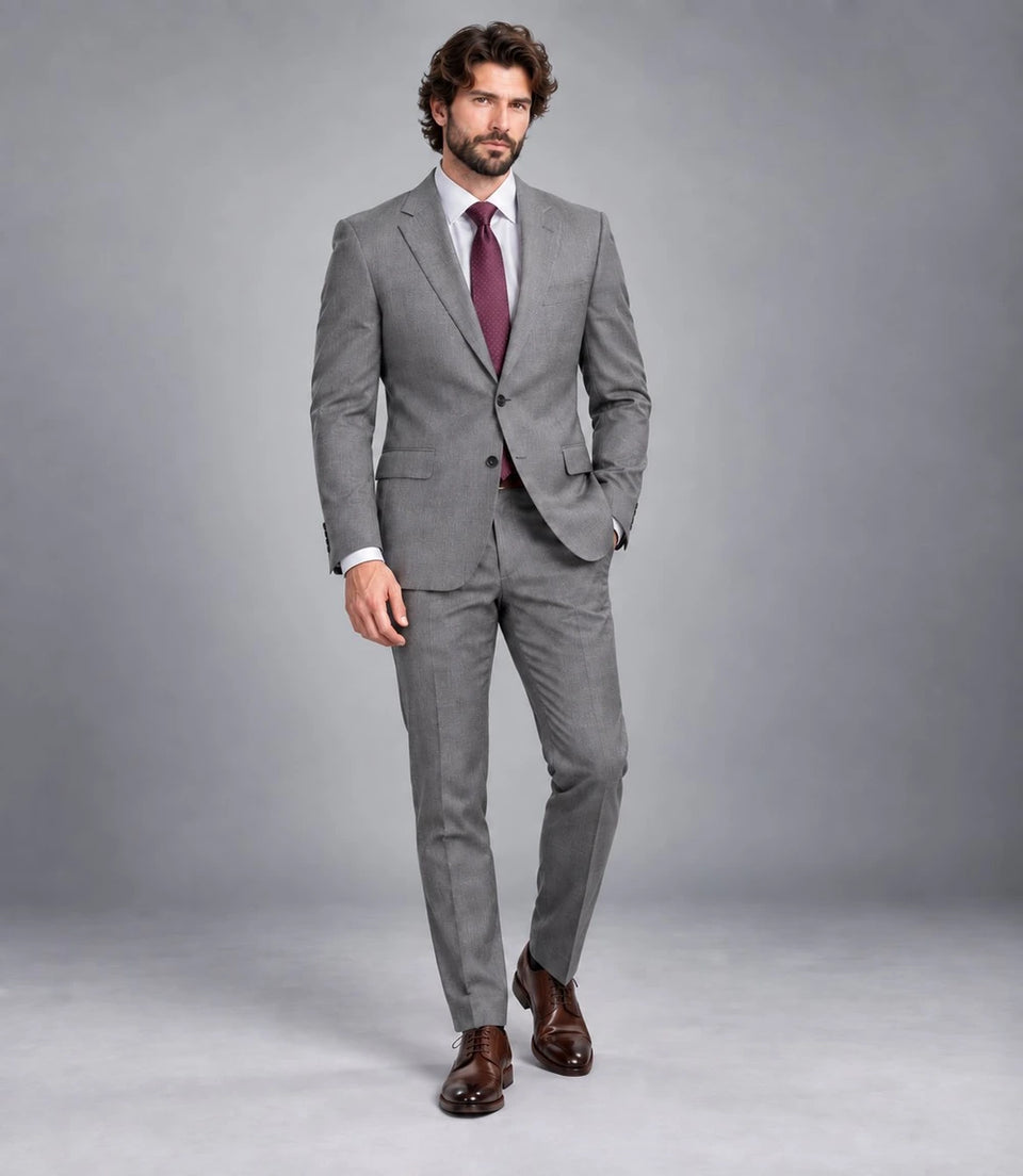 Men's Grey Cotton 2 Piece Suit -  Suit Heritage