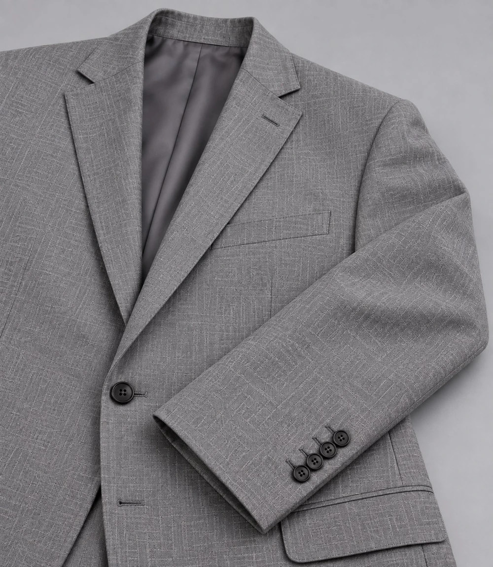 Men's Grey Cotton 2 Piece Suit Fabric -  Suit Heritage