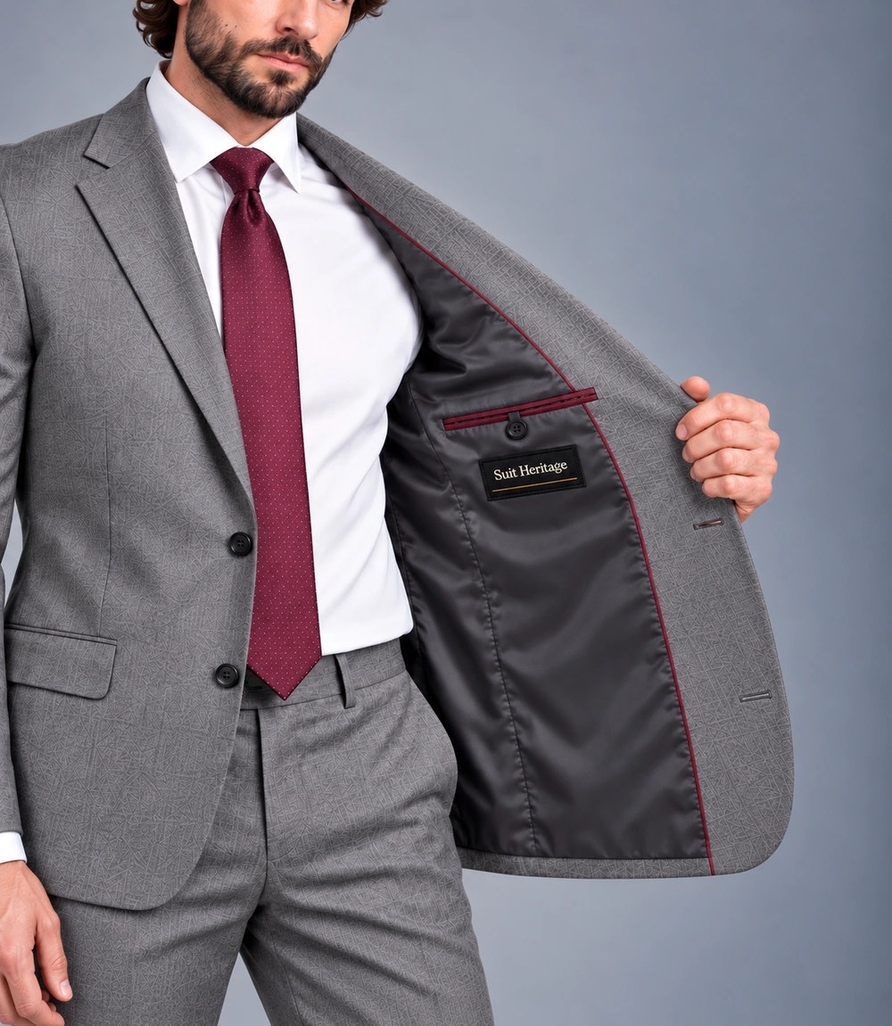 Men's Grey Cotton 2 Piece Suit Inner  -  Suit Heritage