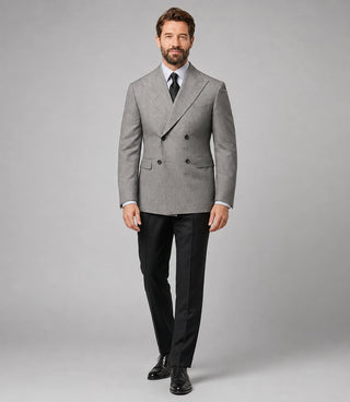 Men's Grey Double Breasted Business Suit - Suit Heritage