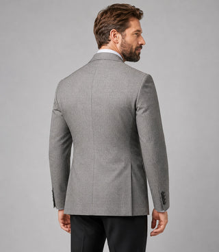 Men's Grey Double Breasted Business Suit Back - Suit Heritage