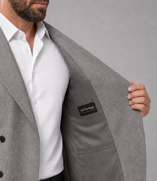 Men's Grey Double Breasted Business Suit Inner - Suit Heritage