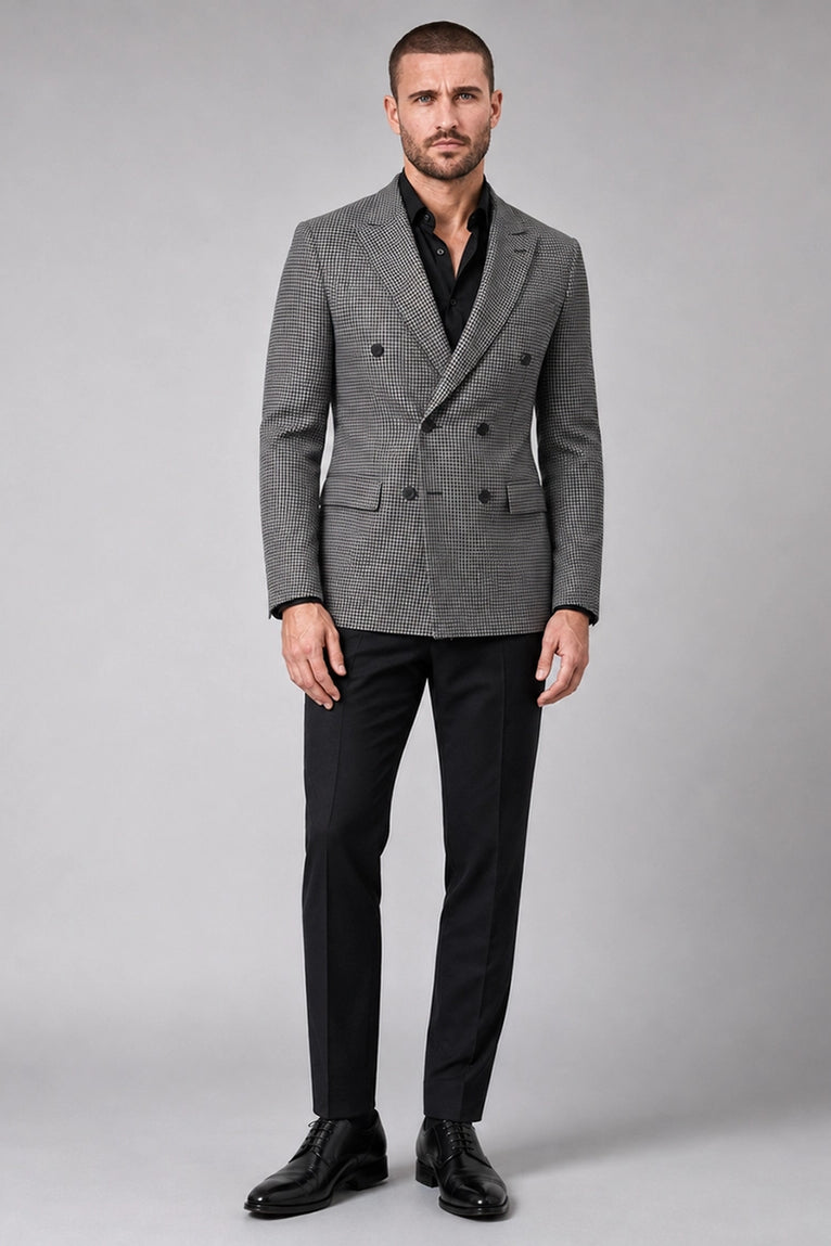 Men's Grey Houndstooth Cotton 2 Piece Suit - Suit Heritage