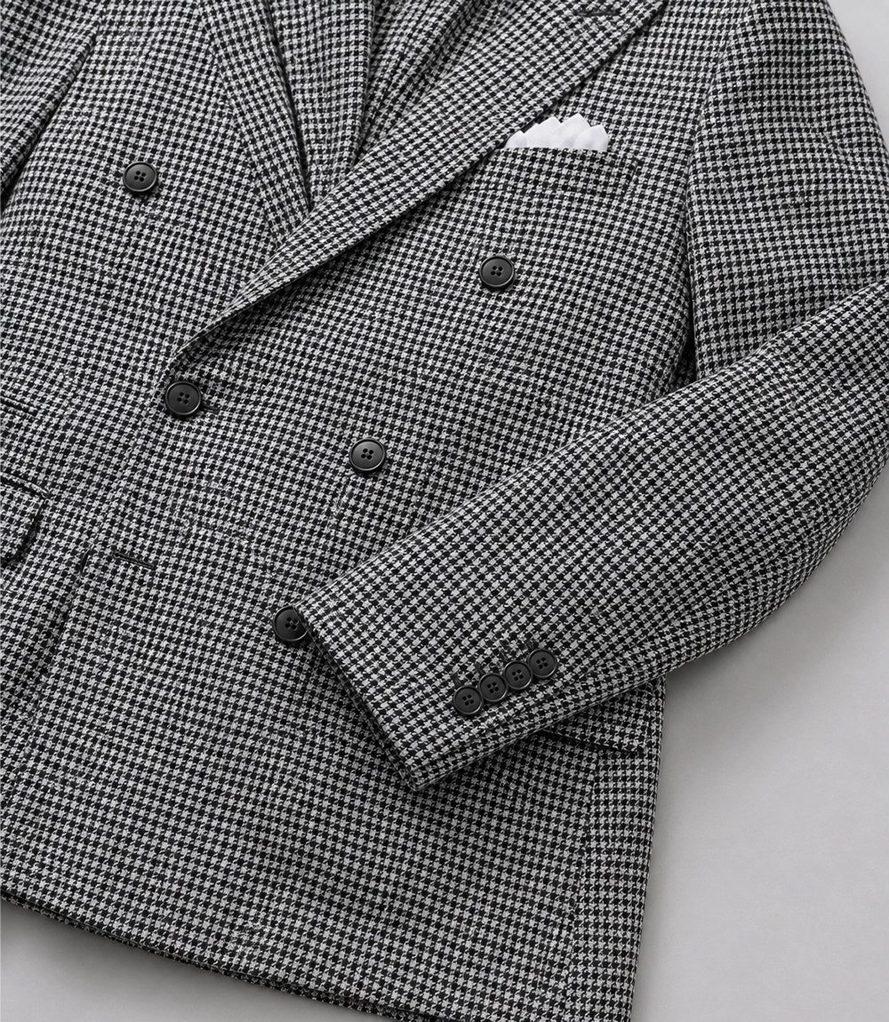 Men's Grey Houndstooth Cotton 2 Piece Suit Blazer - Suit Heritage