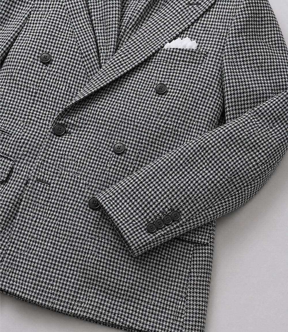 Men's Grey Houndstooth Cotton 2 Piece Suit Blazer - Suit Heritage