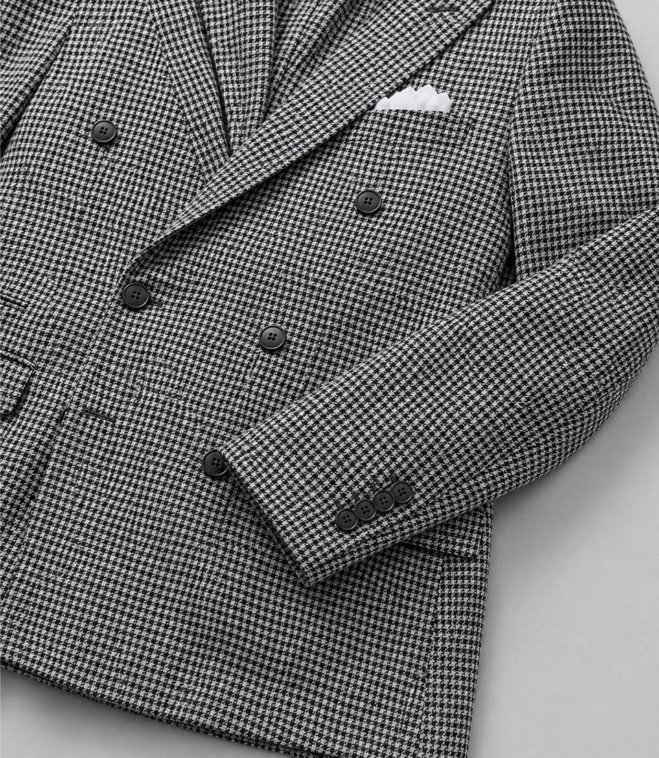 Men's Grey Houndstooth Cotton 2 Piece Suit Blazer - Suit Heritage