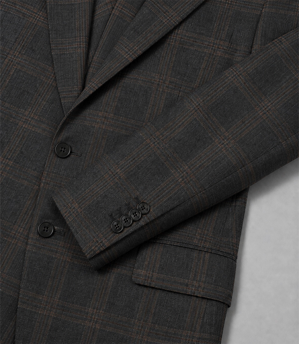 Men's Grey Plaid Wool Blend 3 Piece Suit Blazer - Suit Heritage