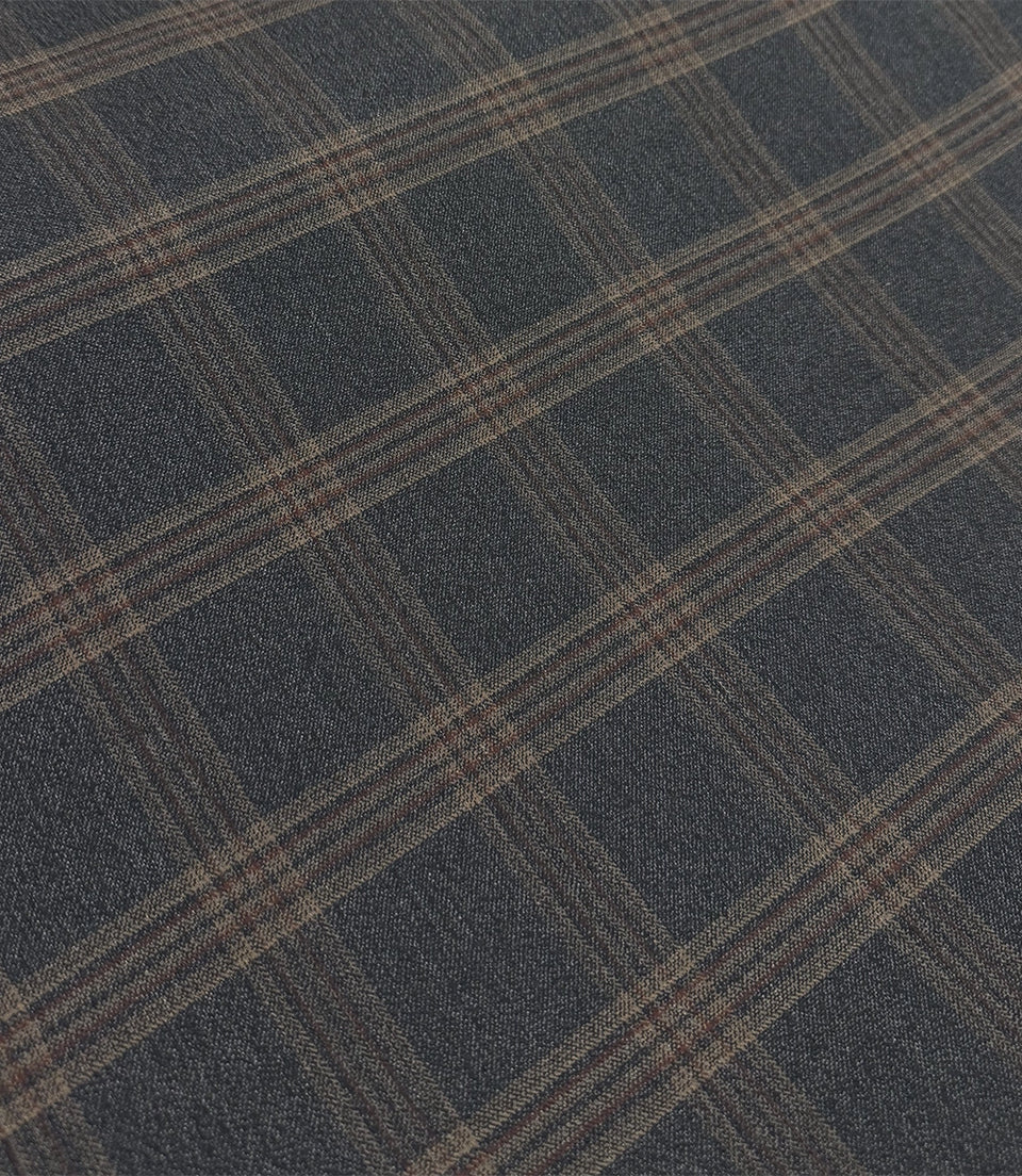 Men's Grey Plaid Wool Blend 3 Piece Suit Fabric Swatch - Suit Heritage