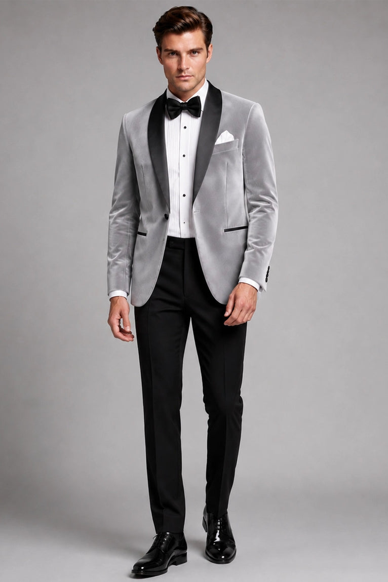Men's Grey Velvet Tuxedo - Suit Heritage
