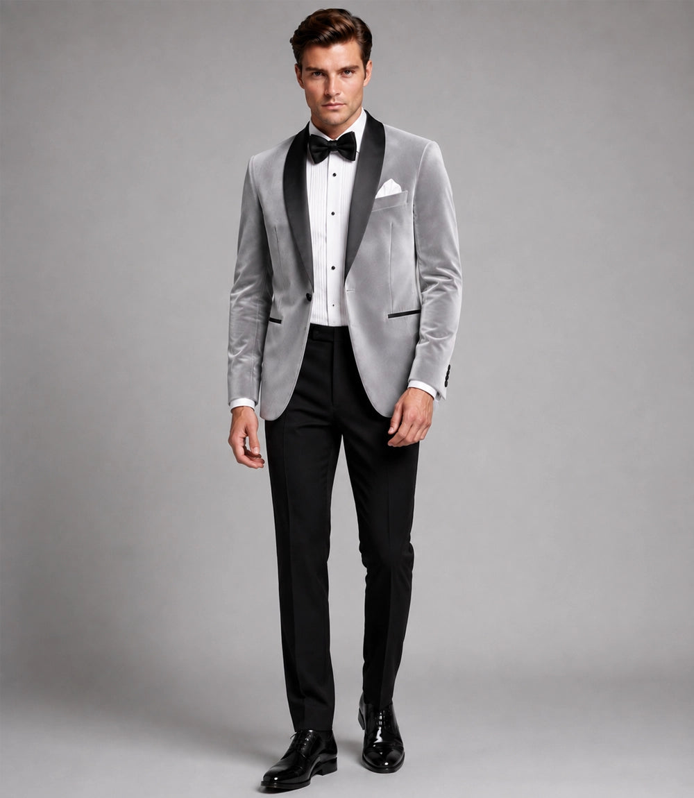 Men's Grey Velvet Tuxedo - Suit Heritage