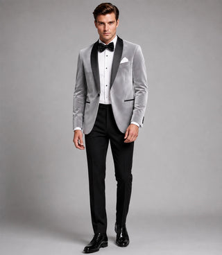 Men's Grey Velvet Tuxedo - Suit Heritage