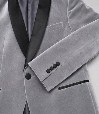 Men's Grey Velvet Tuxedo Fabric - Suit Heritage