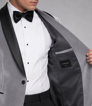 Men's Grey Velvet Tuxedo Inner - Suit Heritage