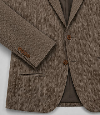 Men's Herringbone Wool Brown 2 Piece Fabric - Suit Heritage