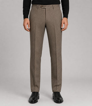 Men's Herringbone Wool Brown 2 Piece Pant - Suit Heritage