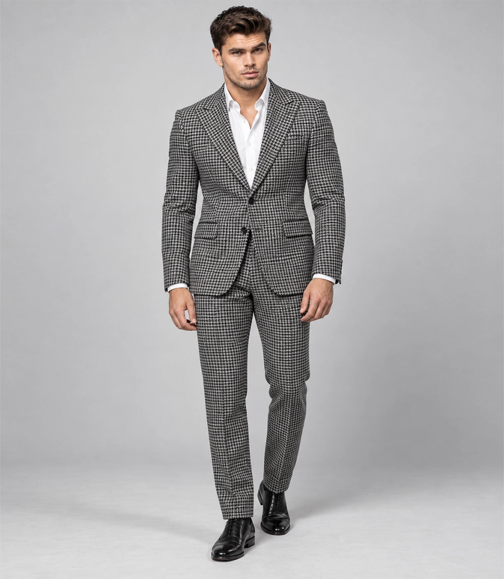 Men's Houndstooth Wool Blend 2 Piece Suit - Suit Heritage