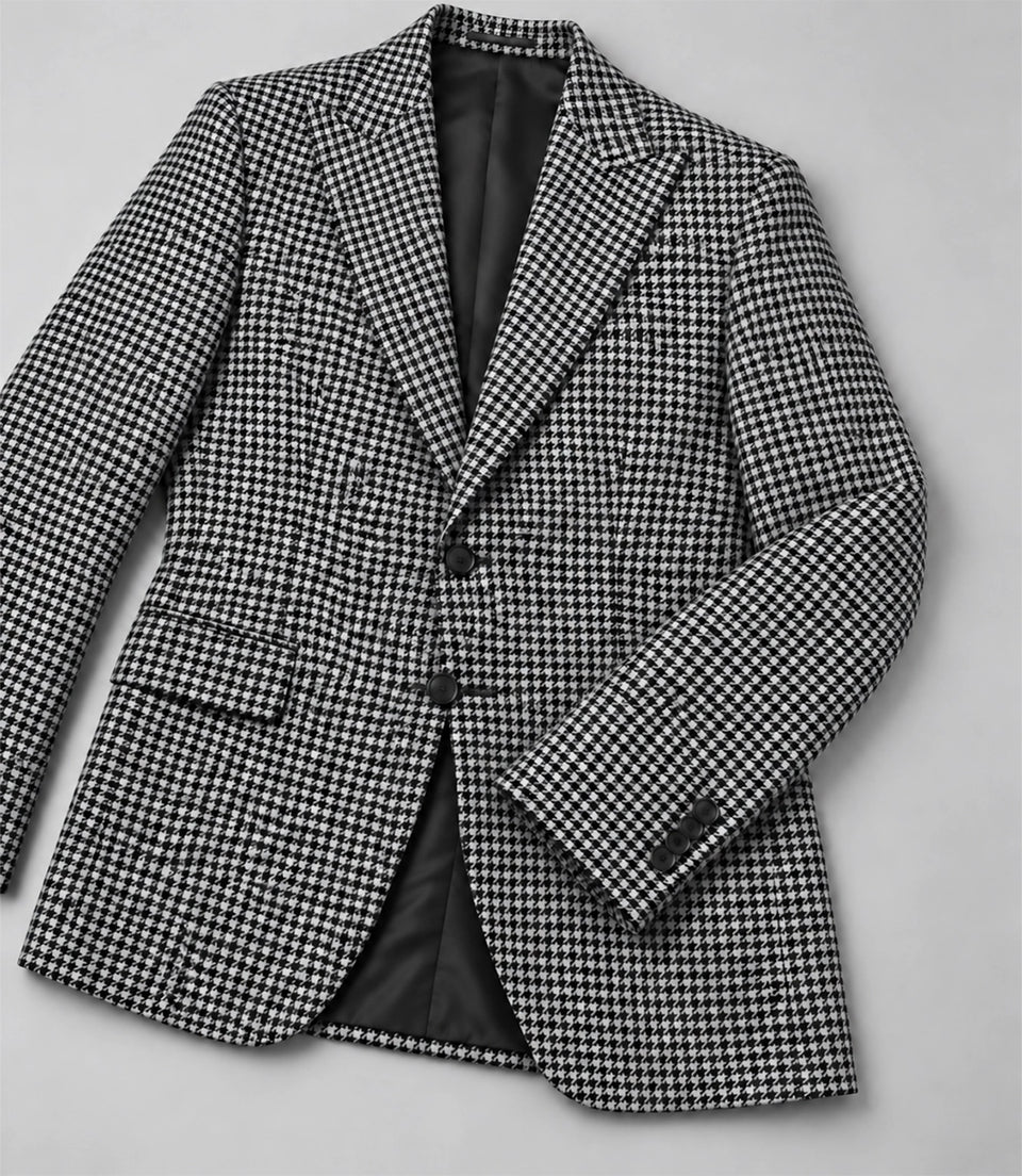 Men's Houndstooth Wool Blend 2 Piece Suit Blazer - Suit Heritage