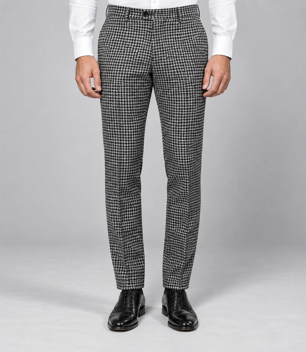 Men's Houndstooth Wool Blend 2 Piece Suit Pant - Suit Heritage