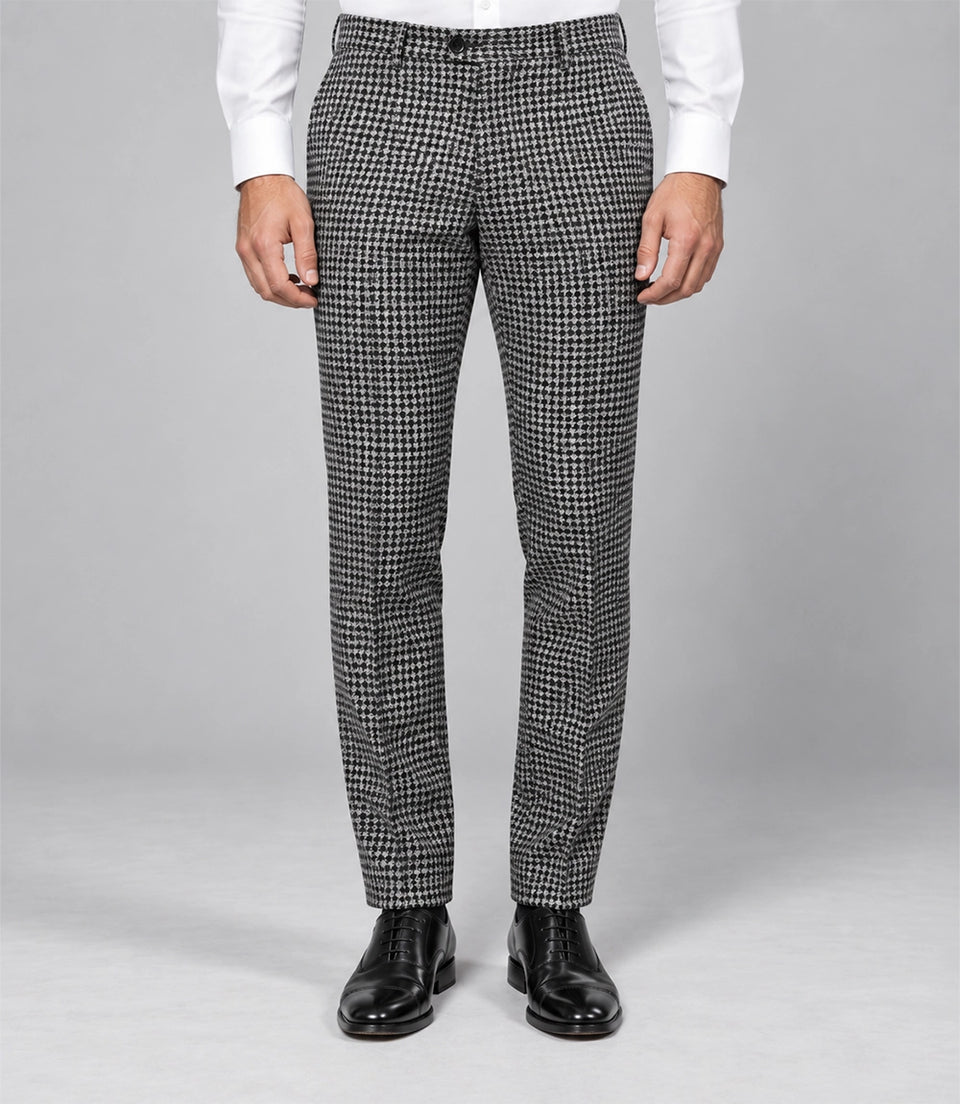 Men's Houndstooth Wool Blend 2 Piece Suit Pant - Suit Heritage
