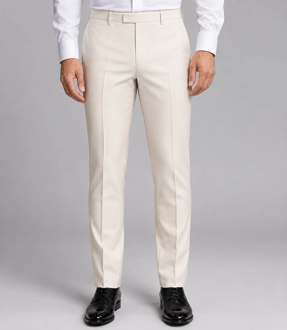 Men's Ivory And Navy Groom Wedding Suit Pant - Suit Heritage