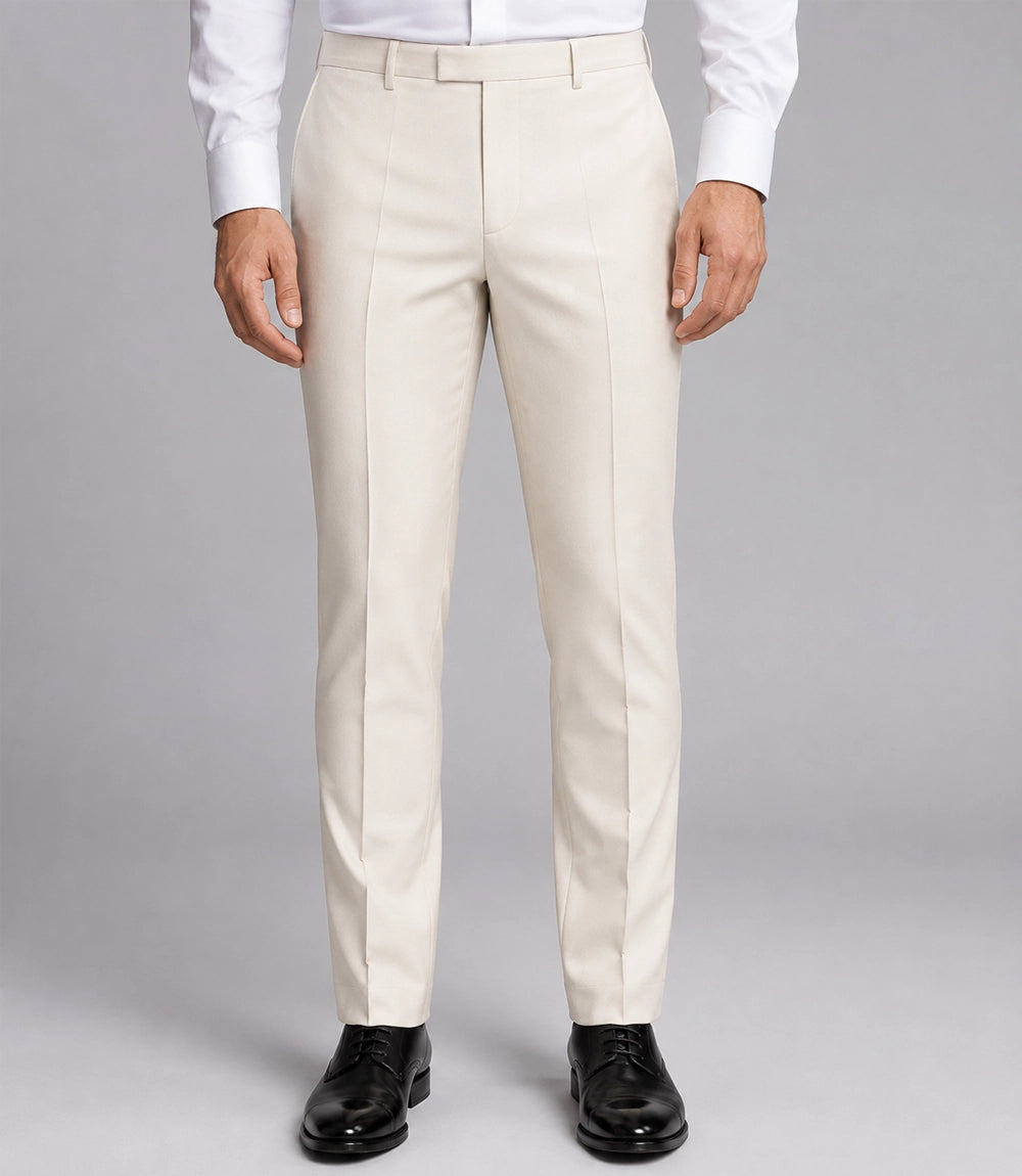 Men's Ivory And Navy Groom Wedding Suit Pant - Suit Heritage