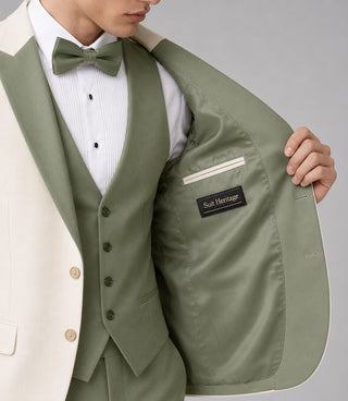 Men's Ivory And Sage Green Wedding Tuxedo Inner - Suit Heritage