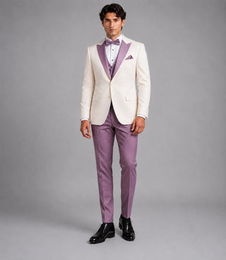 Men's Ivory Lilac Wedding 3 Piece Suit -  Suit Heritage