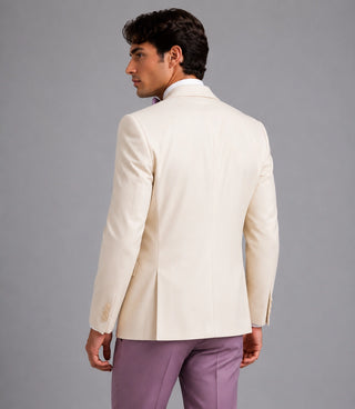 Men's Ivory Lilac Wedding 3 Piece Suit Back - Suit Heritage
