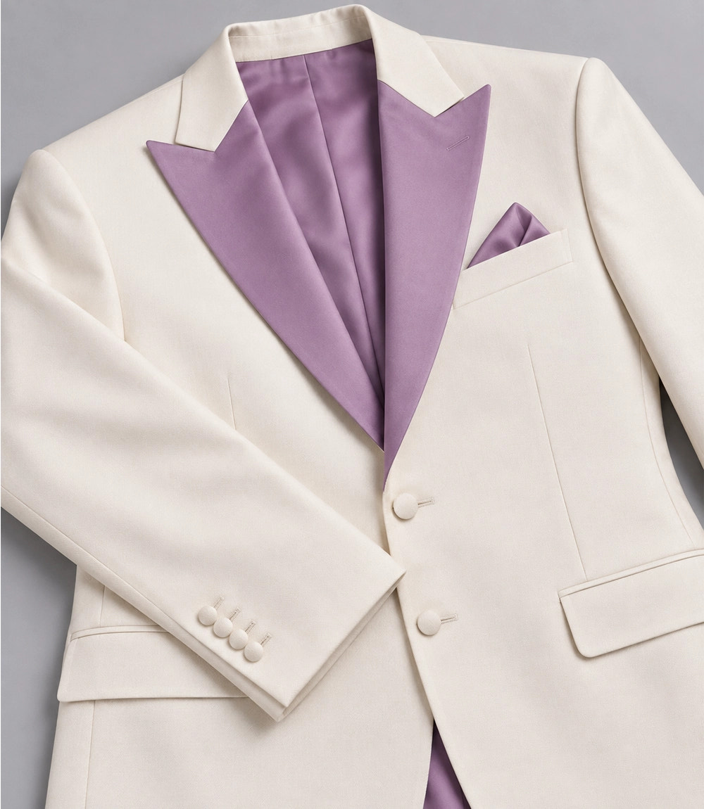 Men's Ivory Lilac Wedding 3 Piece Suit Blazer - Suit Heritage