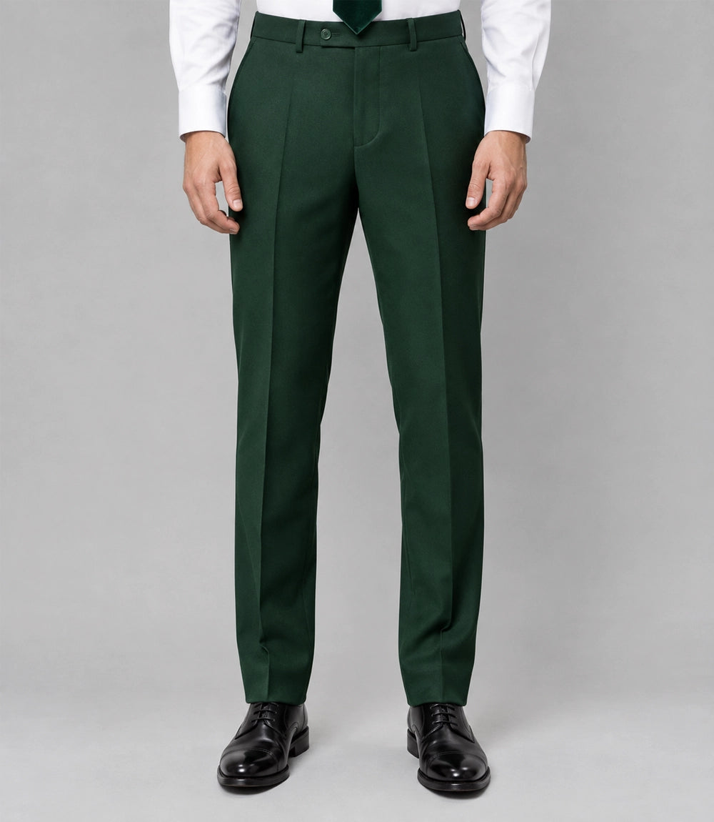 Men's Ivory and Green Velvet 3 Piece Wedding Suit Pant  - Suit Heritage
