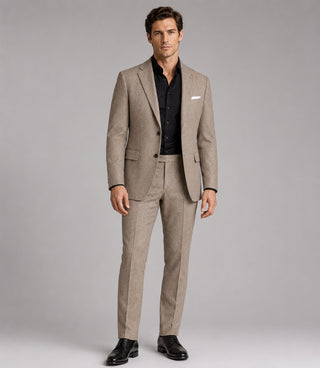 Men's Khaki Donegal Wool 2 Piece Suit  - Suit Heritage