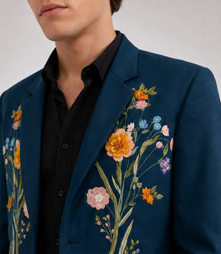 Men's Le Jardin Hand Embroidered Suit Closeup - Suit Heritage