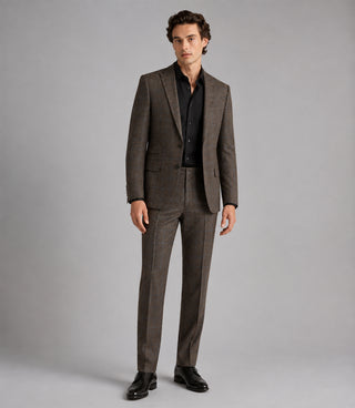 Men's Linen Plaid Brown 2 Piece Suit - Suit Heritage