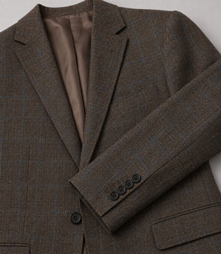 Men's Linen Plaid Brown 2 Piece Suit Fabric - Suit Heritage