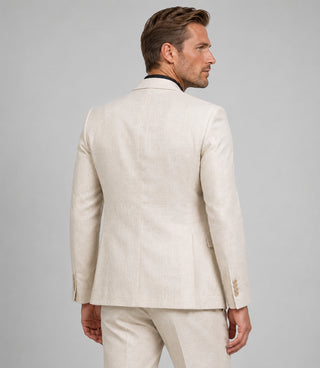Men's Linen Solid Cream 3 Piece Suit Back - Suit Heritage