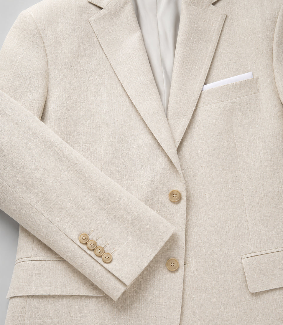 Men's Linen Solid Cream 3 Piece Suit Fabric - Suit Heritage