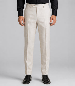 Men's Linen Solid Cream 3 Piece Suit Pant - Suit Heritage