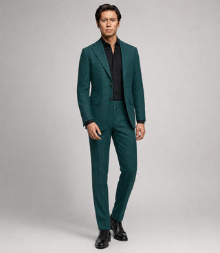 Men's Linen Textured Green 2 Piece Suit - Suit Heritage