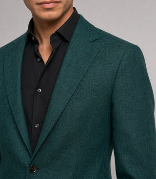 Men's Linen Textured Green 2 Piece Suit Closeup - Suit Heritage