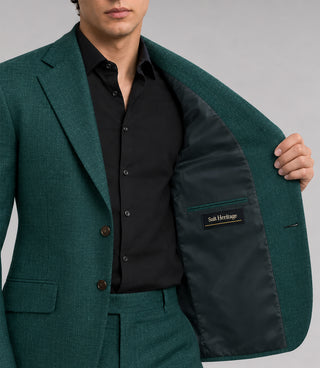 Men's Linen Textured Green 2 Piece Suit Inner  - Suit Heritage