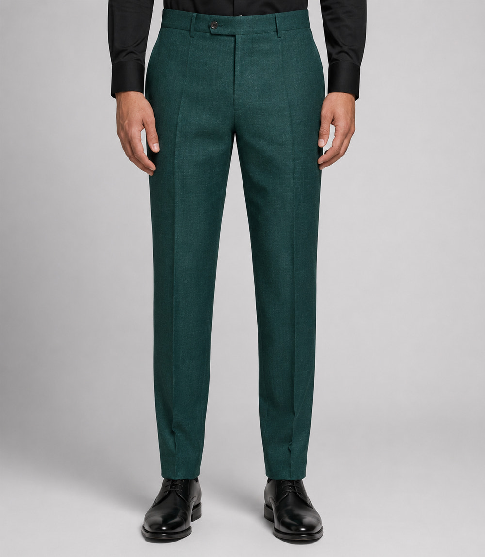 Men's Linen Textured Green 2 Piece Suit Pant - Suit Heritage