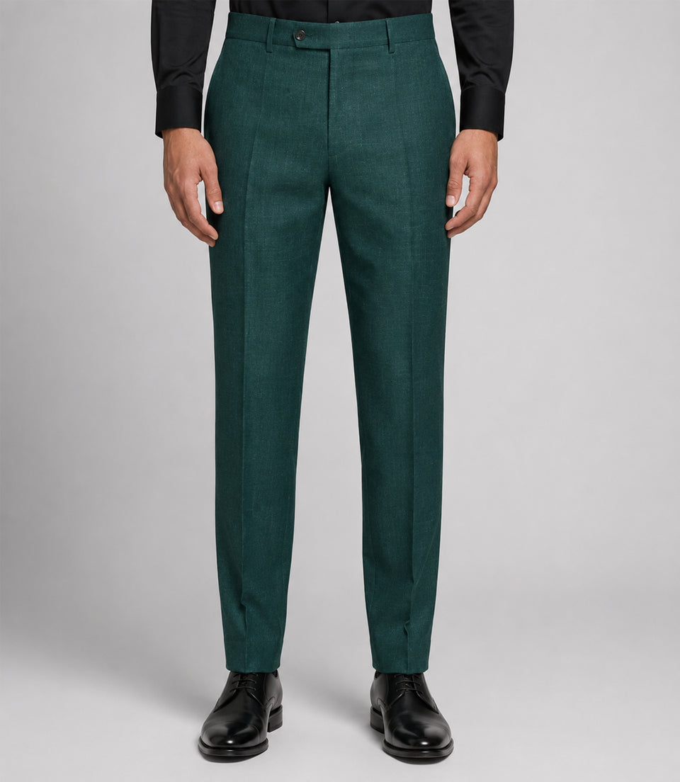 Men's Linen Textured Green 2 Piece Suit Pant - Suit Heritage