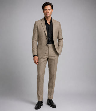 Men's Linen Textured Taupe Beige 2 Piece Suit - Suit Heritage