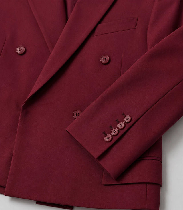 Men's Maroon Cropped Double Breasted Wedding Suit Fabric - Suit Heritage