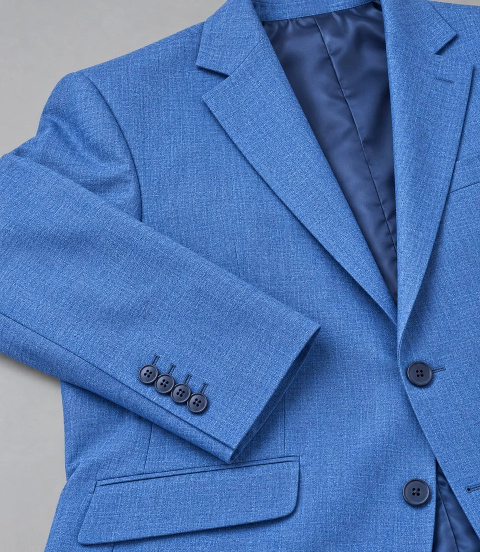 Men's Medium Blue Cotton Suit Fabric  -  Suit Heritage